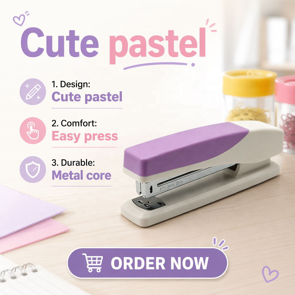Effort-saving Macaron Color Office Stapler New Design Machine Accessories 24/6 26/6 Books Binding Stapler Machine for School